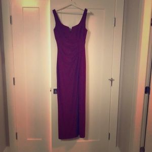Deep Red Gown with slit to thigh
